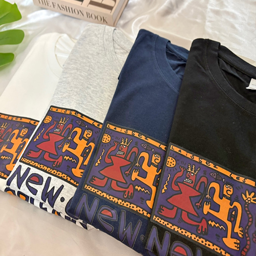 SSH-203  빈티지 드로잉 4컬러 뉴올리언스 오버핏 반팔